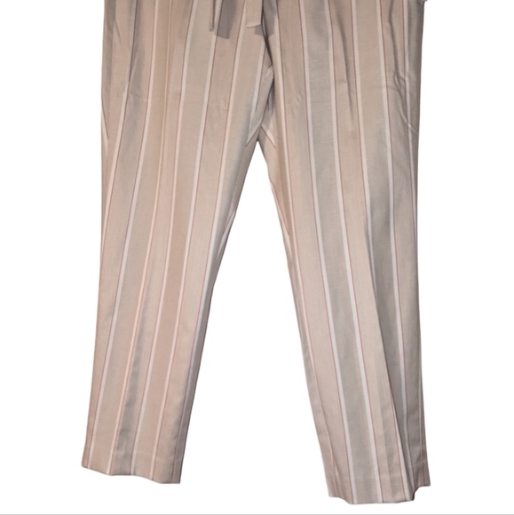 NWT DKNY Essex Ankle Pin Striped Belted High Rise Linen Stretch Business Pants - Picture 6 of 16